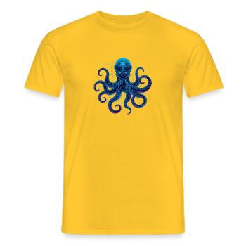 Cyberneon Octopus circuits - Men's T-Shirt - yellow - Front - AI Model Male 178 dark (178cm)