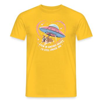 Love Dog Galaxy Master Faithful Gift - Men's T-Shirt - yellow - Front - AI Model Male 178 dark (178cm)