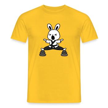Zen Rabbit Kata auf Steinen - Männer T-Shirt - Gelb - Vorne - AI Model Male 178 dark (178cm)