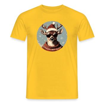 Deer Christmas Funny Christmas - Men's T-Shirt - yellow - Front - AI Model Male 178 dark (178cm)