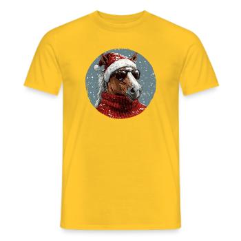 Horse Christmas Christmas Xmas - Men's T-Shirt - yellow - Front - AI Model Male 178 dark (178cm)