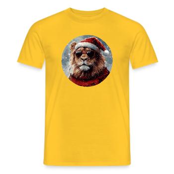 Lion Noël drôle, cool - T-shirt homme - jaune - Devant - AI Model Male 178 dark (178cm)