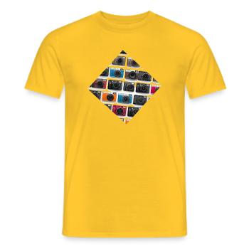 Colorful camera pattern print - Men's T-Shirt - yellow - Front - AI Model Male 178 dark (178cm)