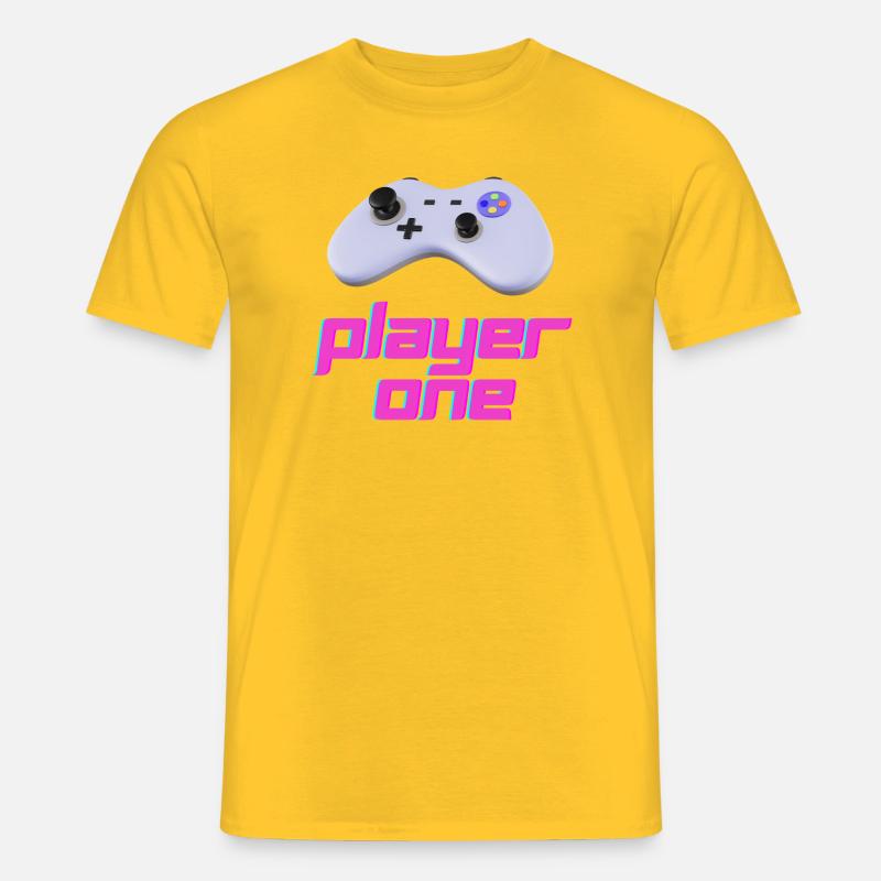 Neon Retro Controller Spieler Eins - Männer T-Shirt - Gelb