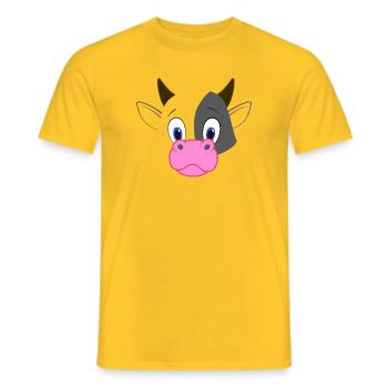 Cow Face Adorable Farm Animal Art for White Shirt - Men's T-Shirt - yellow - Front - AI Model Male 178 dark (178cm)