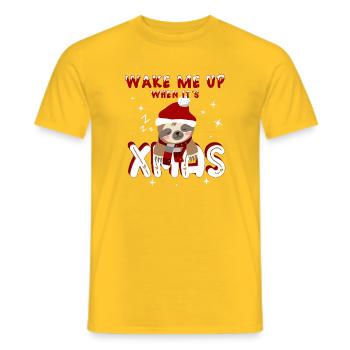 Sloth – Wake Me Up When It's Xmas - Men's T-Shirt - yellow - Front - AI Model Male 178 dark (178cm)