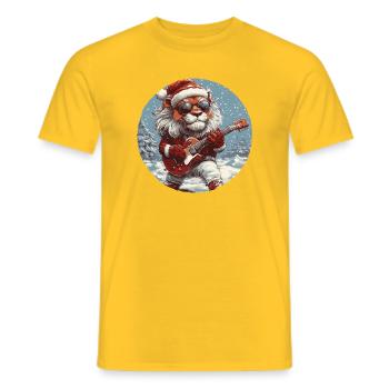 Löwe Weihnachten Gitarre - Männer T-Shirt - Gelb - Vorne - AI Model Male 178 dark (178cm)