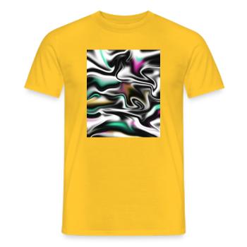Holographic Flow - mystical abstract - Men's T-Shirt - yellow - Front - AI Model Male 178 dark (178cm)