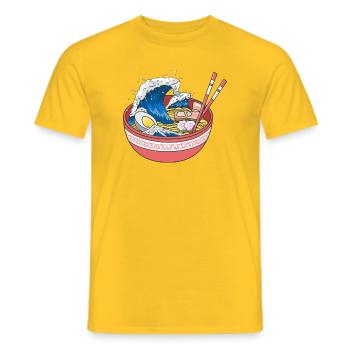 Epic Great Wave Ramen Bowl Japanese Art Design - Men's T-Shirt - yellow - Front - AI Model Male 178 dark (178cm)