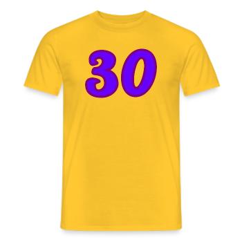 30. 30 YEARS. 30th ANNIVERSARY. 30 YEARS ANNIVERSARY. - Men's T-Shirt - yellow - Front - AI Model Male 178 dark (178cm)