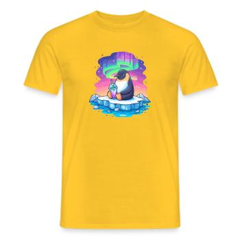 Pinguin am Polarlicht Drink - Männer T-Shirt - Gelb - Vorne - AI Model Male 178 dark (178cm)