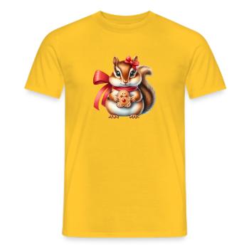 Ginger Squirrel with Cookie - Men's T-Shirt - yellow - Front - AI Model Male 178 dark (178cm)