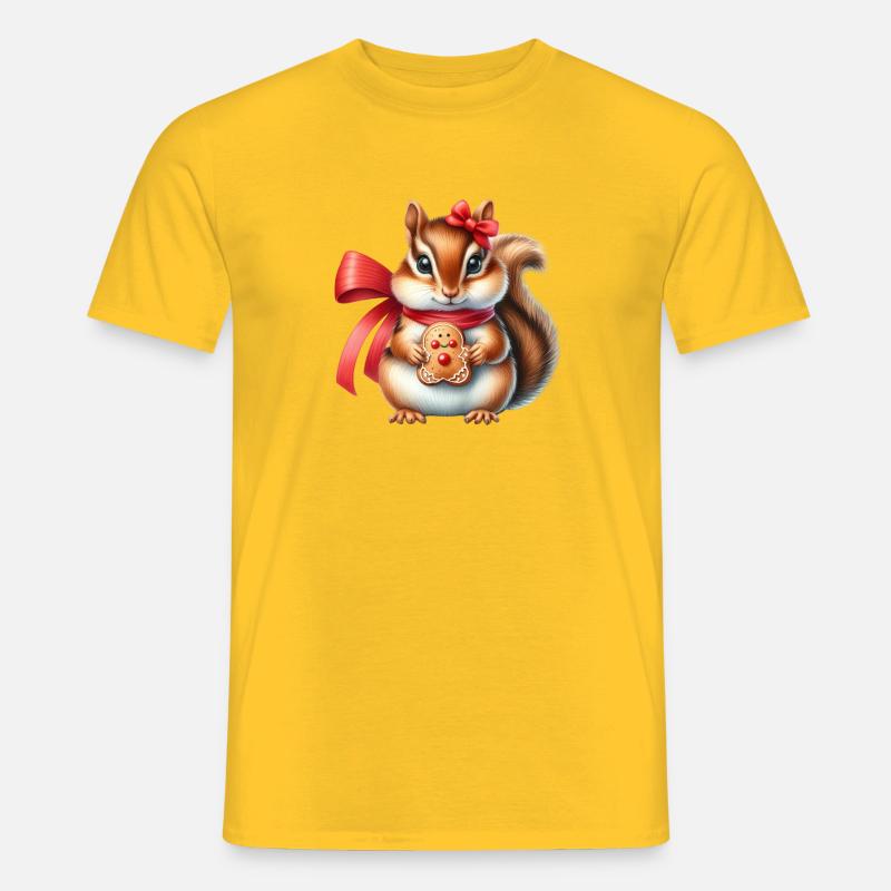 Ingwer-Eichhörnchen mit Keks - Männer T-Shirt - Gelb