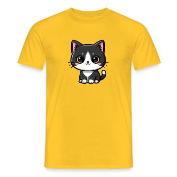 Charme Kawaii Chat Noir-Blanc - T-shirt homme - jaune - Devant - AI Model Male 178 dark (178cm)