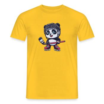 Süßer Panda Eishockeyspieler Cartoon Eishockeyvere - Men's T-Shirt - yellow - Front - AI Model Male 178 dark (178cm)