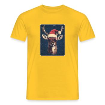 Reindeer Deer Antlers Reindeer Vintage Christmas - Men's T-Shirt - yellow - Front - AI Model Male 178 dark (178cm)