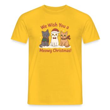 Cute Christmas Cats – Meowy Christmas - Men's T-Shirt - yellow - Front - AI Model Male 178 dark (178cm)