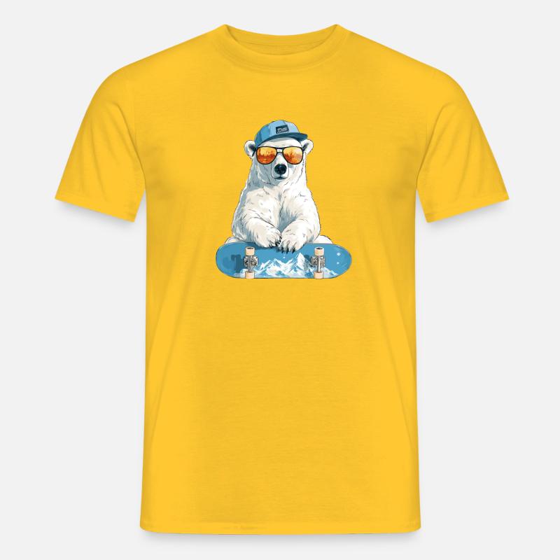 Polar Bär Skateboard Chill - Männer T-Shirt - Gelb