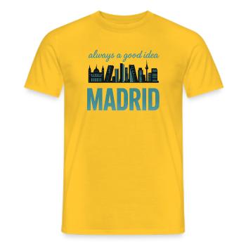Madrid Skyline – Always a Good Idea Design - Men's T-Shirt - yellow - Front - AI Model Male 178 dark (178cm)