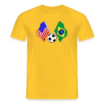 Fußball Brasilien gegen USA - Männer T-Shirt - Gelb - Vorne - AI Model Male 178 dark (178cm)