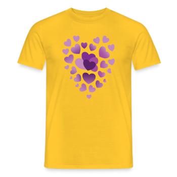 Purple Hearts, Purple Heart Cluster, Violet Heart - Men's T-Shirt - yellow - Front - AI Model Male 178 dark (178cm)