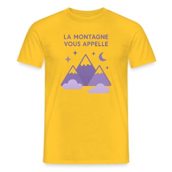 La montagne vous appelle ! Ski / Alpinisme - T-shirt homme - jaune - Devant - AI Model Male 178 dark (178cm)
