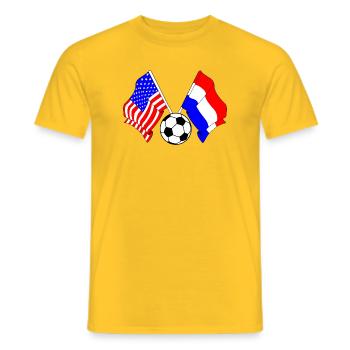 Football Pays-Bas vs États-Unis - T-shirt homme - jaune - Devant - AI Model Male 178 dark (178cm)