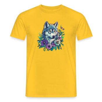 Blütenwolf im Farbkranz - Männer T-Shirt - Gelb - Vorne - AI Model Male 178 dark (178cm)