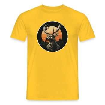 Reindeer Deer Antlers Reindeer Vintage - Men's T-Shirt - yellow - Front - AI Model Male 178 dark (178cm)