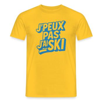 Skiing | Skier | Mountain - Men's T-Shirt - yellow - Front - AI Model Male 178 dark (178cm)