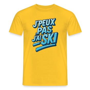 Ich kann nicht Skifahren. - Männer T-Shirt - Gelb - Vorne - AI Model Male 178 dark (178cm)