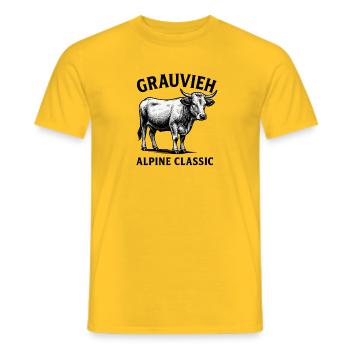 Grauvieh Alpine Classic Kuh Shirt - Männer T-Shirt - Gelb - Vorne - AI Model Male 178 dark (178cm)