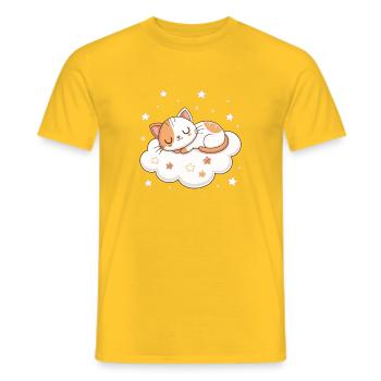 Dreamy kitten on cloud - Men's T-Shirt - yellow - Front - AI Model Male 178 dark (178cm)