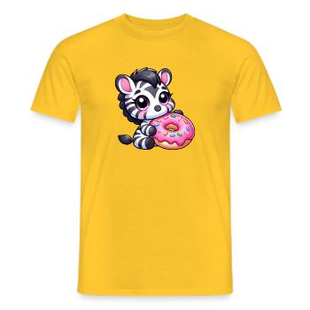 Kawaii Zebra Donut Mignon, design Chibi pour Donutlie - T-shirt homme - jaune - Devant - AI Model Male 178 dark (178cm)