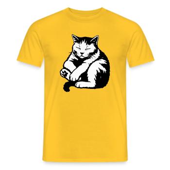 Sleeping Cat Silhouette - Men's T-Shirt - yellow - Front - AI Model Male 178 dark (178cm)