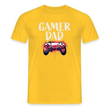 Gamer Dad Controller Art - Men's T-Shirt - yellow - Front - AI Model Male 178 dark (178cm)
