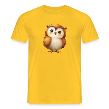 Illustriertes Eulenkind – niedliche und farbenfrohe Zeichnung - Männer T-Shirt - Gelb - Vorne - AI Model Male 178 dark (178cm)