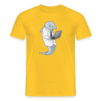 Dolphin Laptop - Men's T-Shirt - yellow - Front - AI Model Male 178 dark (178cm)