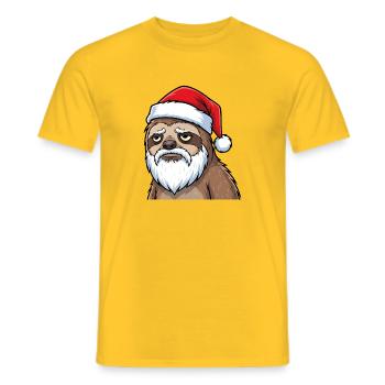 Funny Tired Sloth Xmas Motif - Men's T-Shirt - yellow - Front - AI Model Male 178 dark (178cm)