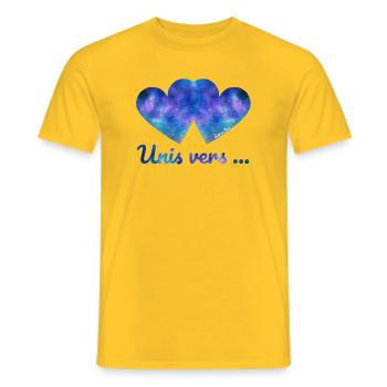 Unis vers... - T-shirt homme - jaune - Devant - AI Model Male 178 dark (178cm)
