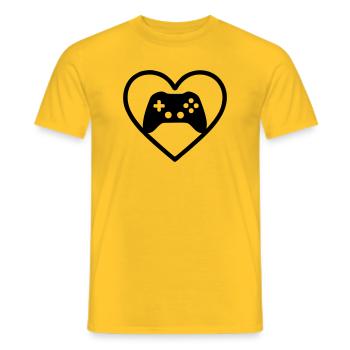 Gaming Heart – Manette de style gamer - T-shirt homme - jaune - Devant - AI Model Male 178 dark (178cm)