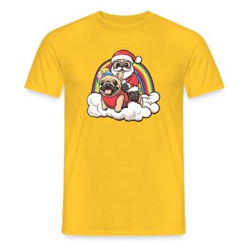 French Buldog Dog Santa Claus - Men's T-Shirt - yellow - Front - AI Model Male 178 dark (178cm)