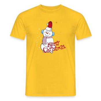 Bonhomme de neige avec Joyeux Noël - T-shirt homme - jaune - Devant - AI Model Male 178 dark (178cm)