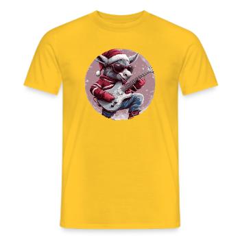Esel Weihnachten Gitarre - Männer T-Shirt - Gelb - Vorne - AI Model Male 178 dark (178cm)