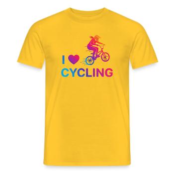 Ich liebe Cycling Heart - Männer T-Shirt - Gelb - Vorne - AI Model Male 178 dark (178cm)