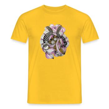 Blütenkreis Mandala Pink Schwarz - Männer T-Shirt - Gelb - Vorne - AI Model Male 178 dark (178cm)