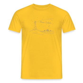 Buon Natale Christmas Lighthouse Sea + Beach - Men's T-Shirt - yellow - Front - AI Model Male 178 dark (178cm)