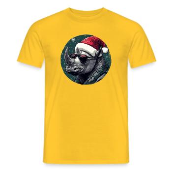 Rhino Santa with sunglasses - Men's T-Shirt - yellow - Front - AI Model Male 178 dark (178cm)