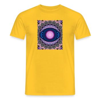 Neon Blau Pink Mandala - Männer T-Shirt - Gelb - Vorne - AI Model Male 178 dark (178cm)