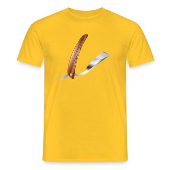 Klassisches Barber Rasiermesser im Retro Stil - Männer T-Shirt - Gelb - Vorne - AI Model Male 178 dark (178cm)